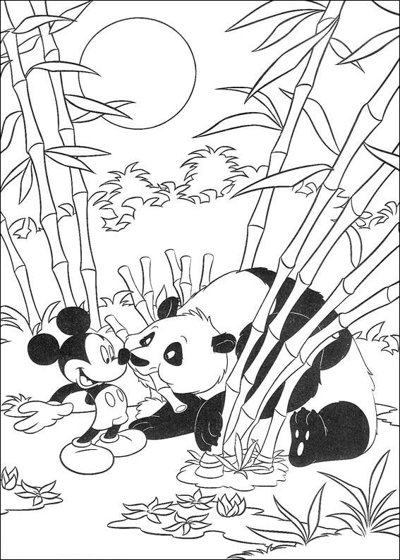Print Mickey en een Panda kleurplaat